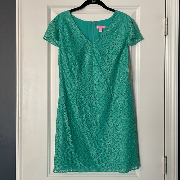 NWT Lilly Pulitzer Seafoam Green Jungle Lace Erica Dress - Picture 1 of 6